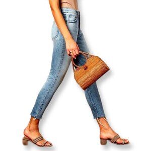 Boyish NWT Billy High Rise Skinny Distressed Jeans Button Fly Raw Hem Size 26